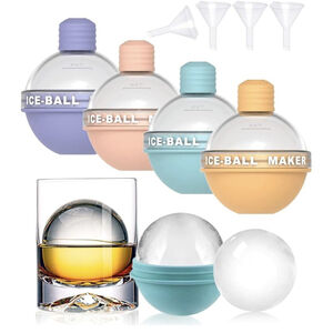 4 Piece Silicone Ice Ball Maker 2.5” Round Sphere Whiskey and Cocktail Mold NIB